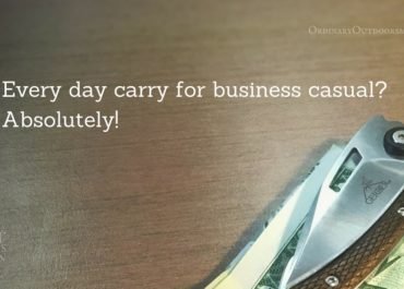 photo of money clipped into a pocket knife with the words, "Every day carry for business casual? Absolutely!"