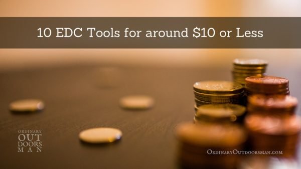 image of coins with the title, "10 EDC tools for around $10 or less"