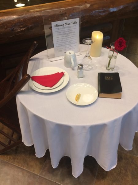 missing man table at a Cebela's store