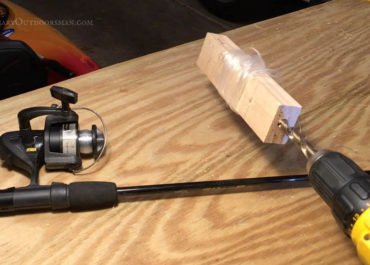 image of fishing reel and drill with the caption: How to strip your fishing reel with your drill